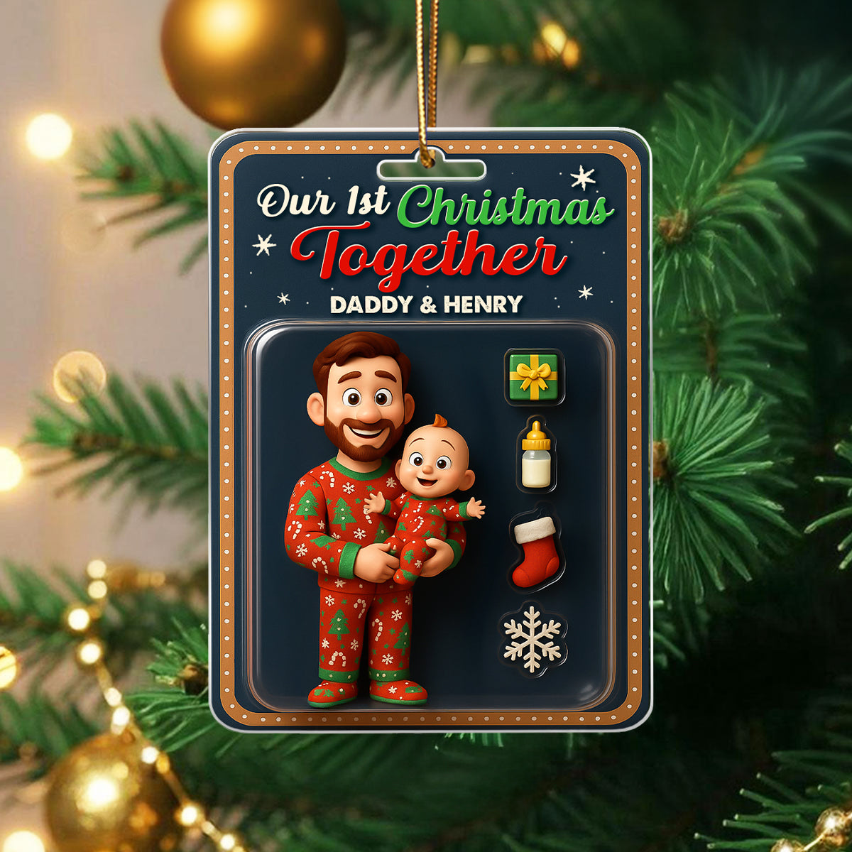 Our 1st Christmas Together Daddy & Baby Personalized Acrylic Ornament, 2025 Thoughtful Christmas Gift for New Dad