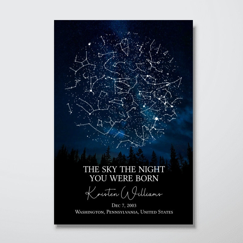 The Stars on the Night You Were Born Custom Star Map, Heartfelt Gift for Husband, Wife, Daughter, Son, Granddaughter, Grandson, Birthday Gift