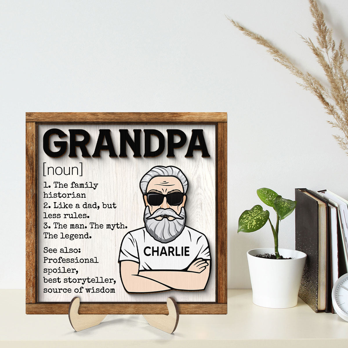 Grandpa Definition Personalized 2-Layer Wooden Plaque