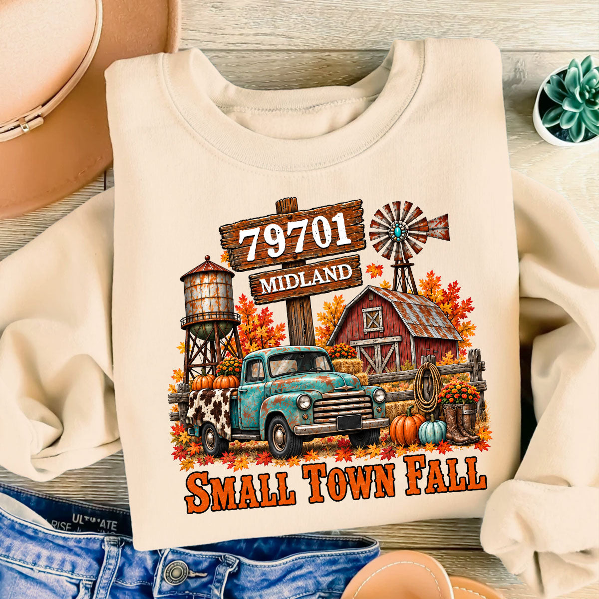 Small Town Fall Western Zip Code - Personalized Shirt