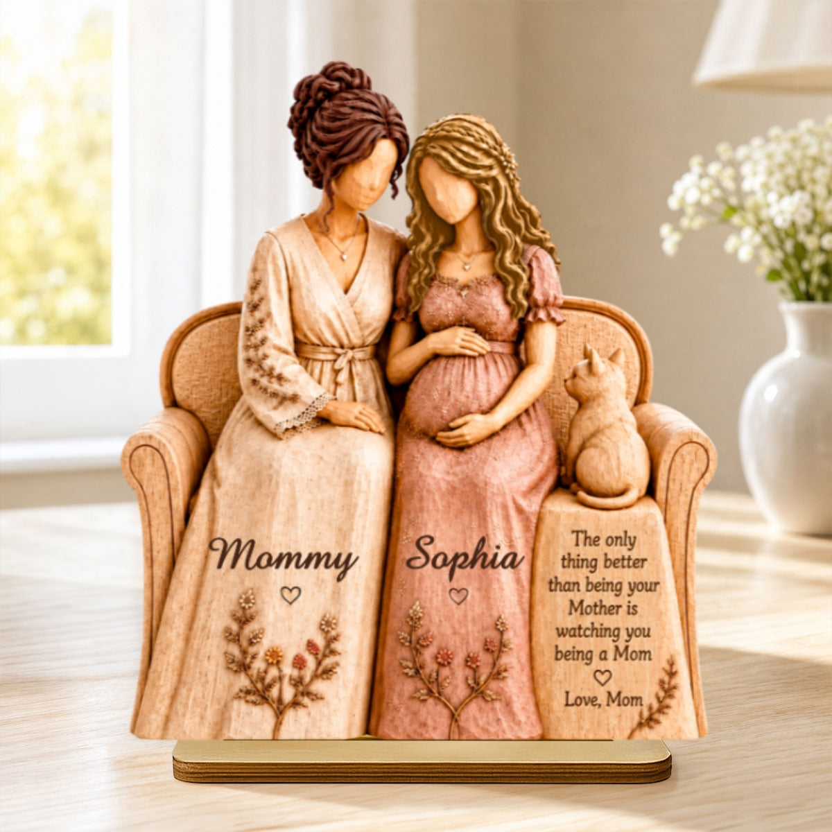 Watching You Be A Mom My Daughter - Personalized 2-Layered Wooden Plaque - Gift For New Mom, Daughter