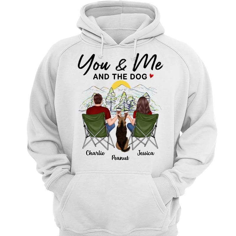 Mountain Sketch Couple Back View You Me The Dog Personalized Shirt