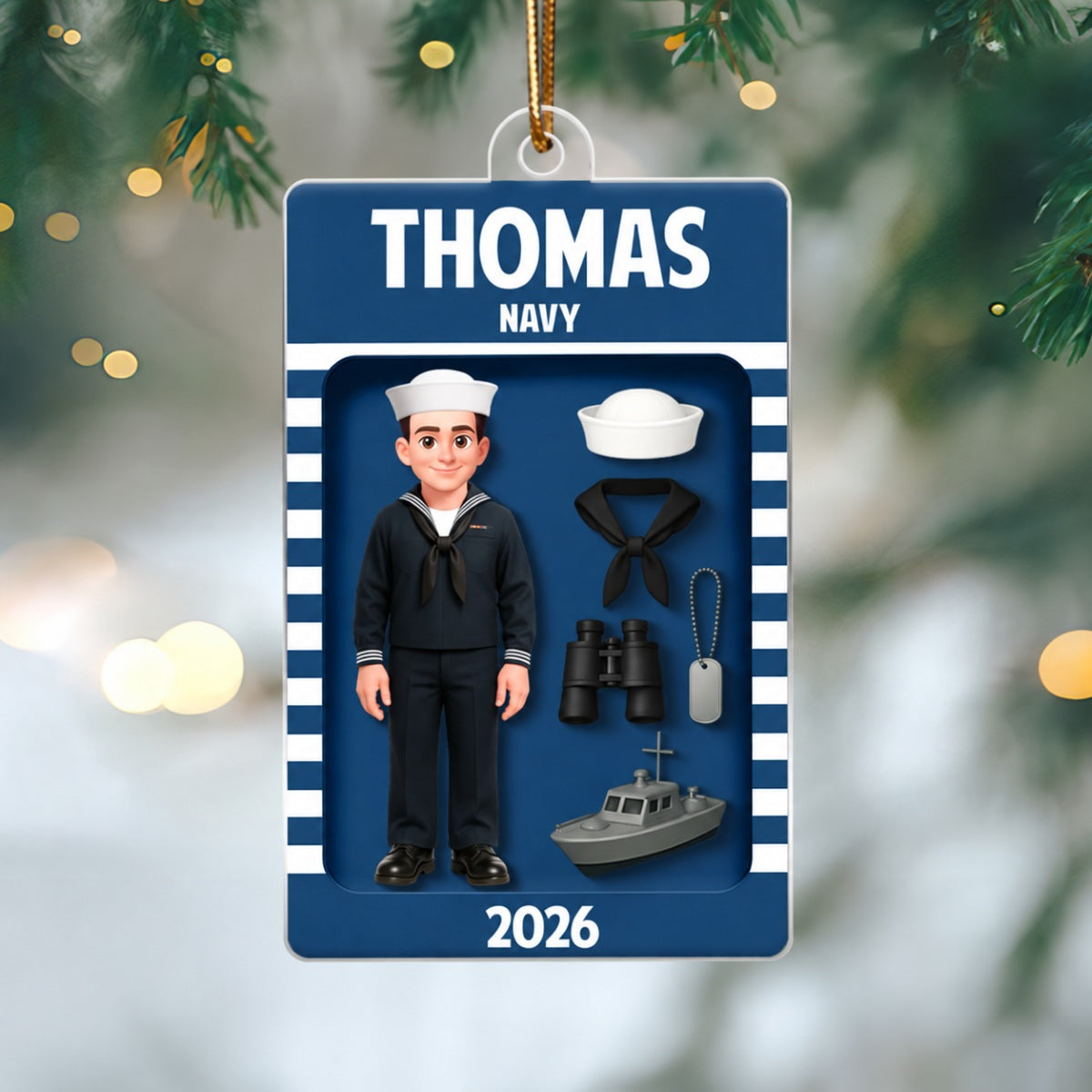 Military Action Figure - Personalized Acrylic Ornament - Special Gift For The Military