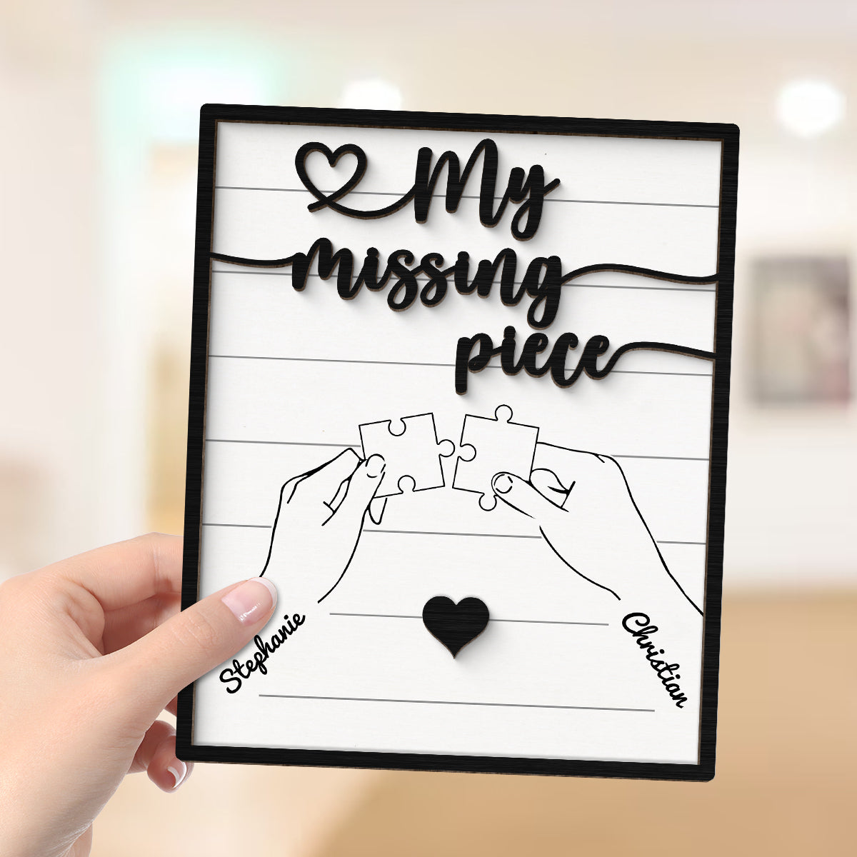 Couple Hands Holding Puzzle Personalized 2-Layer Wooden Plaque,  Gift For Him, Gift For Her
