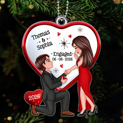 Christmas Keepsake Proposal Memory Engagement Couple Personalized Acrylic Ornament