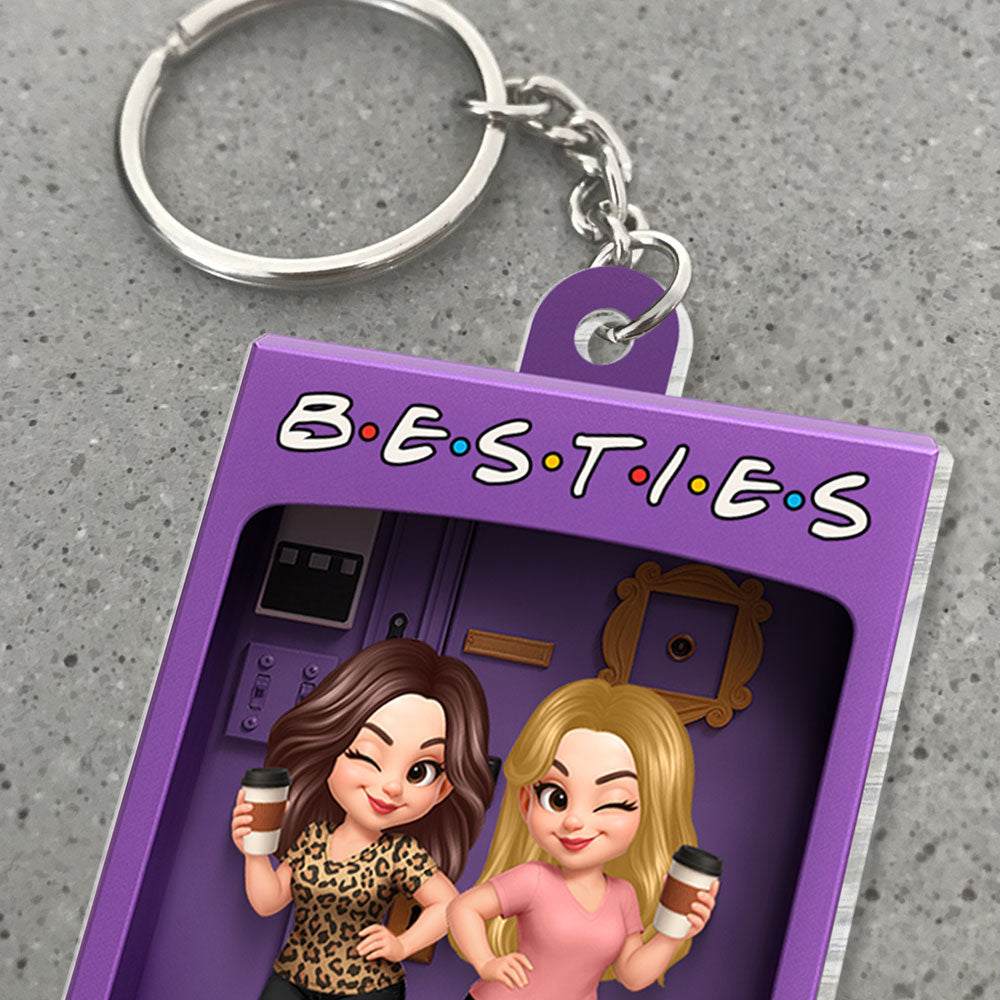Besties Forever Best Friends Purple Toy Box Style - Personalized Acrylic Keychain - Friendship Gift For Besties