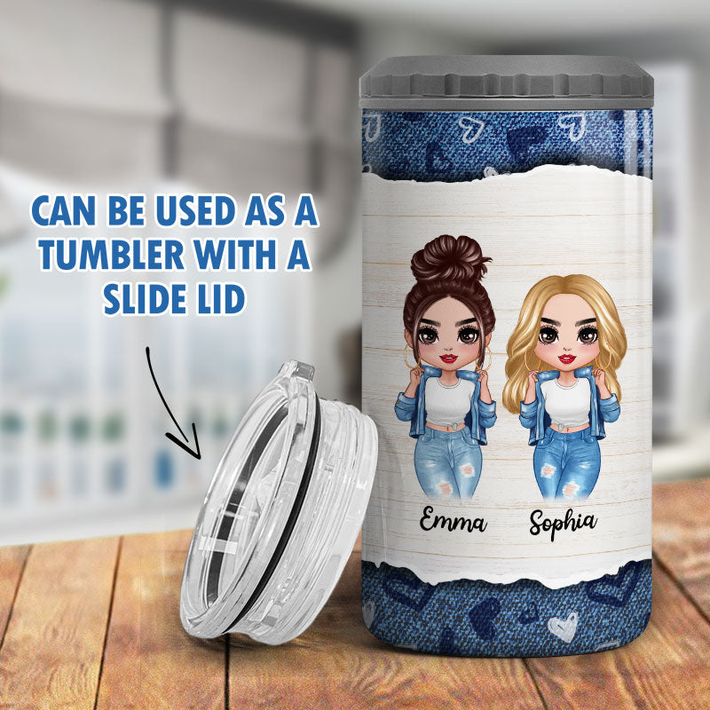 Denim Cool Doll Besties Personalized 4 In 1 Can Cooler