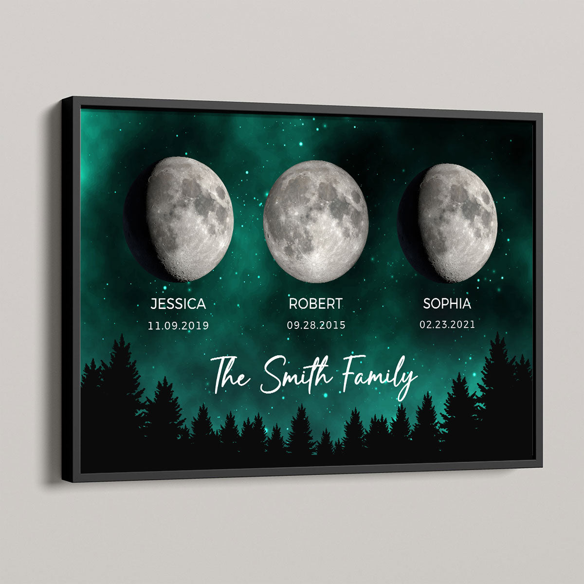 Family Members Custom Birthday Moon Phase Personalized Poster, Birthday Gift, Gift, Father's Day Gift, Anniversary Gift, Wedding Gift, Housewarming Gift