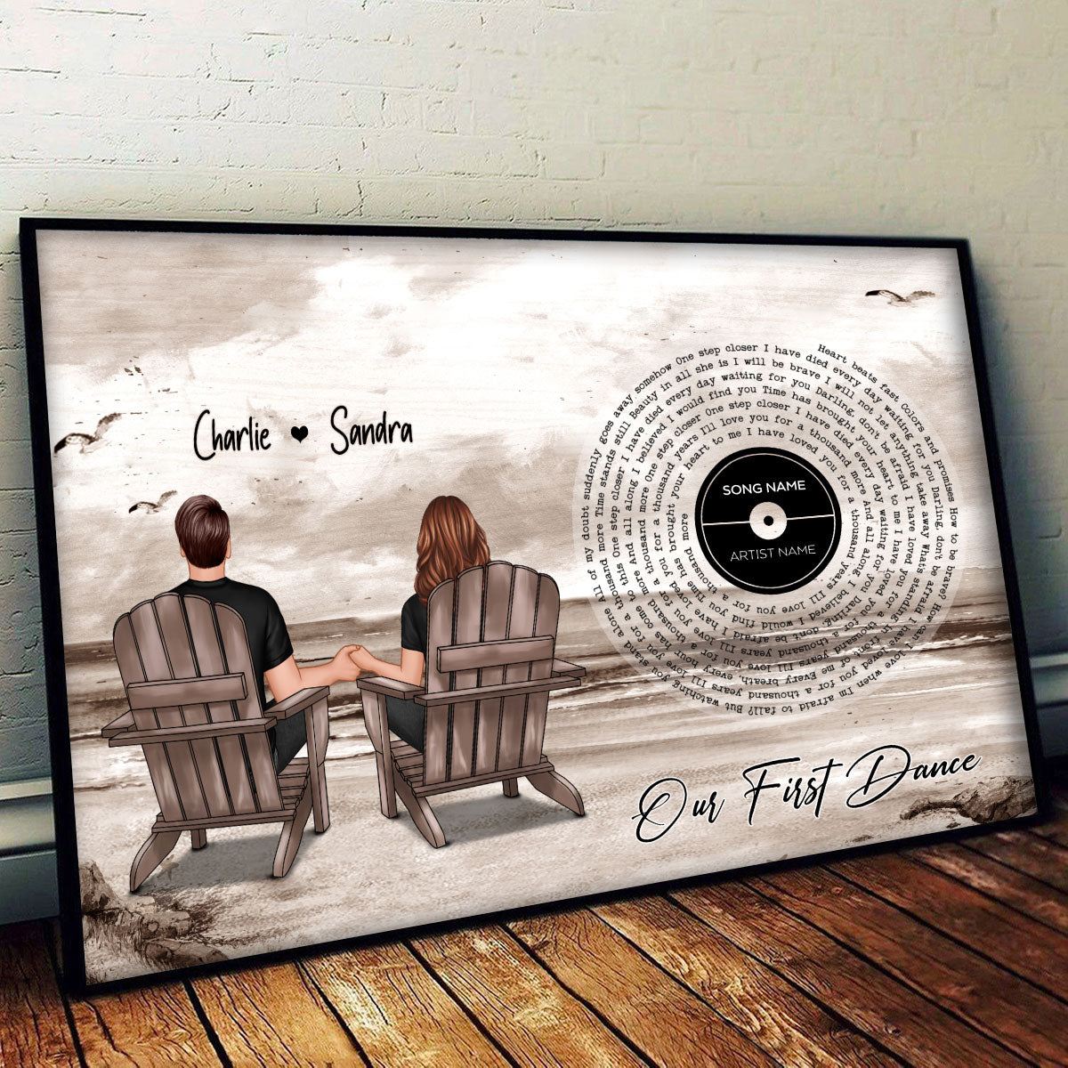 You And Me Beach Landscape Favorite Song Vinyl Lyrics Personalized Poster, Heartfelt 2025  Gift, Anniversary Gift, Birthday Gift For Him, For Her, Boyfriend, Girlfriend, Husband, Wife