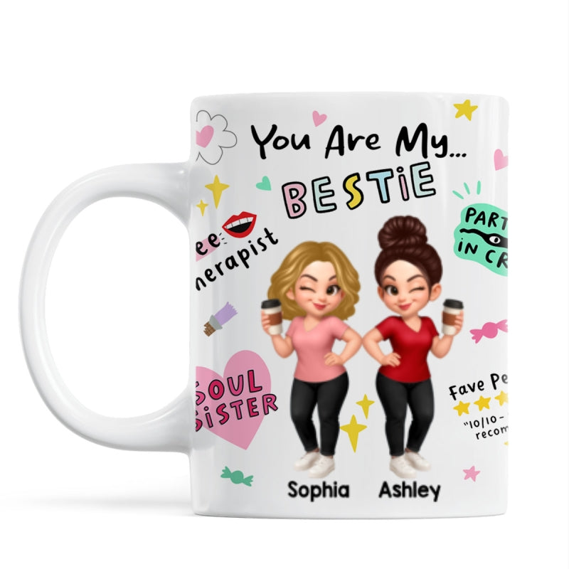You Are My Bestie Partner in Crime Fave Person Colorful Pretty Best Friends Personalized Mug