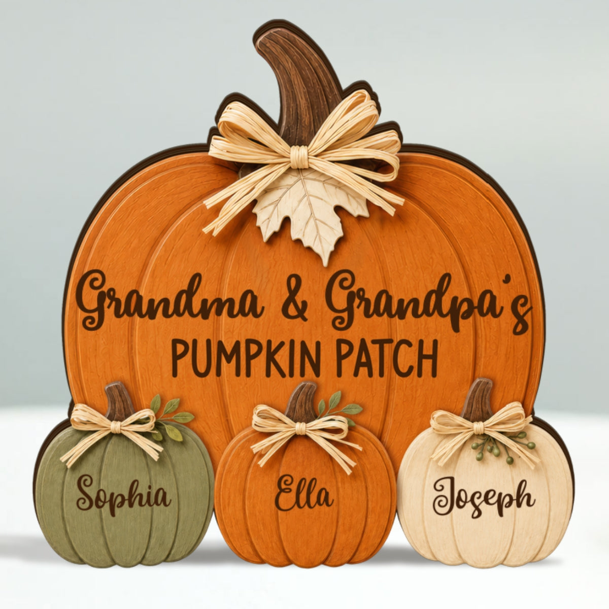 Cozy Rustic Fall Vibe Grandpa Grandma's Pumpkin Patch - Personalized Wooden Block Plaque - Fall Decor For Grandparents
