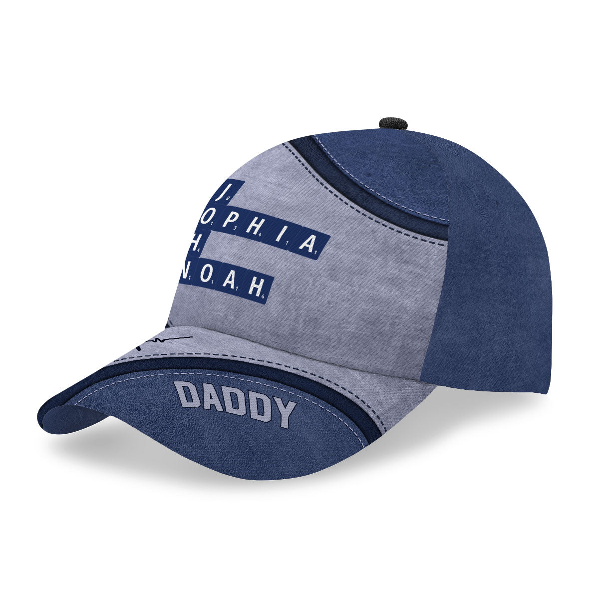 Daddy's Team Crossword Puzzle Art Personalized Classic Cap, Gift for Dad