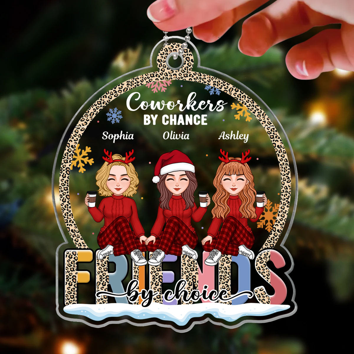 Coworker By Chance Friends By Choice Personalized Acrylic Ornament