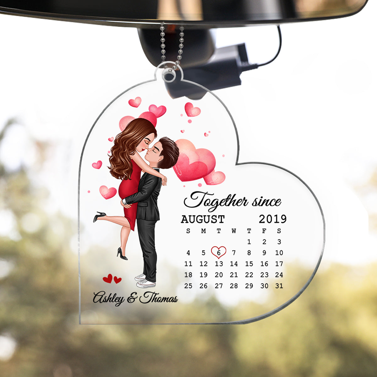 Calendar Couple Kissing Hugging Personalized Acrylic Ornament - Anniversary Gift For Couple - Gift For Him Gift For Her