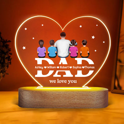 Dad We Love You Personalized Acrylic Heart LED Night Light