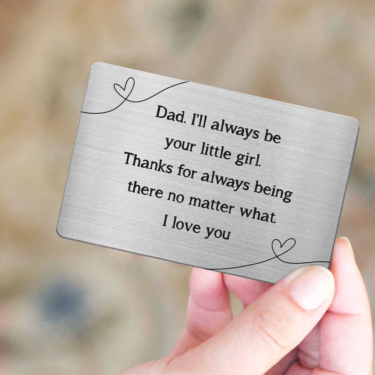 Back View Dad And Kids Sitting Thanks For Always Being There Personalized Metal Wallet Card