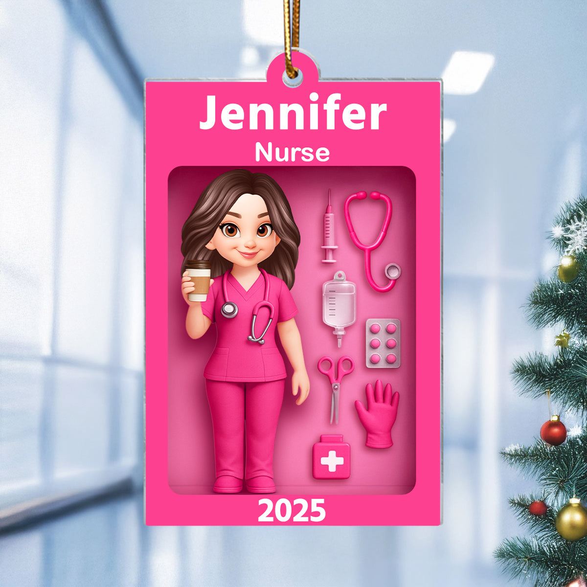 Personalized Nurse In Toy Box 3D Acrylic Ornament, Special Christmas Gift For Nurse, For Co-workers