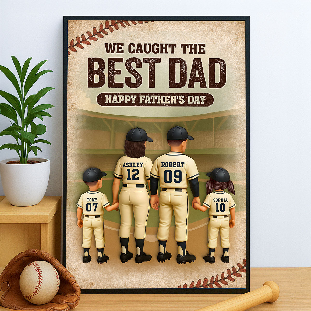 We Caught the Best Dad Baseball Personalized Poster, Meaningful Father's Day Gift for Dad, Gift for Husband