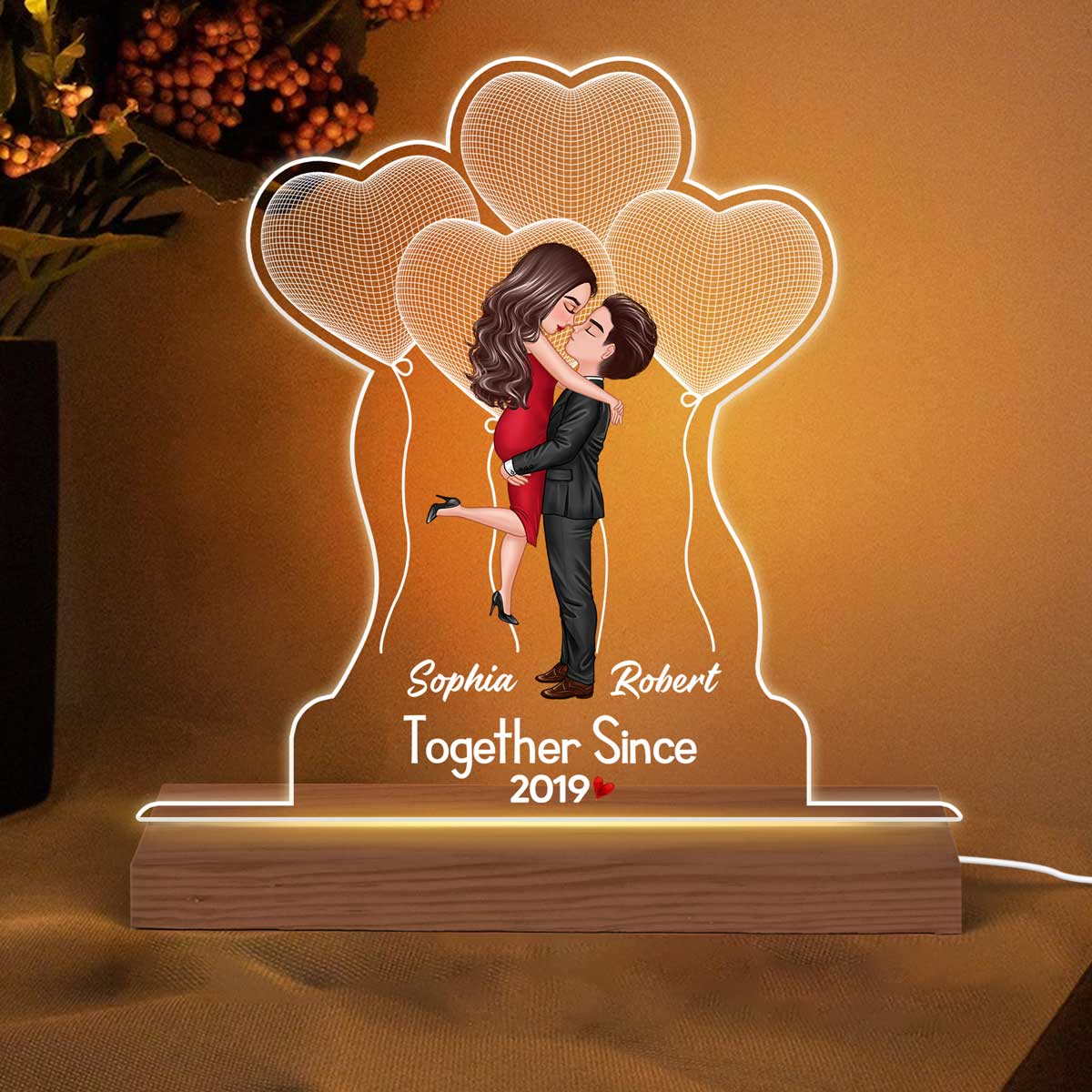 Hugging Couple Balloon Personalized Custom Shape LED Night Light LED Lamp