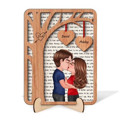 Couple Kissing Under Tree Love  Gift For Him For Her Personalized 2-Layer Wooden Plaque