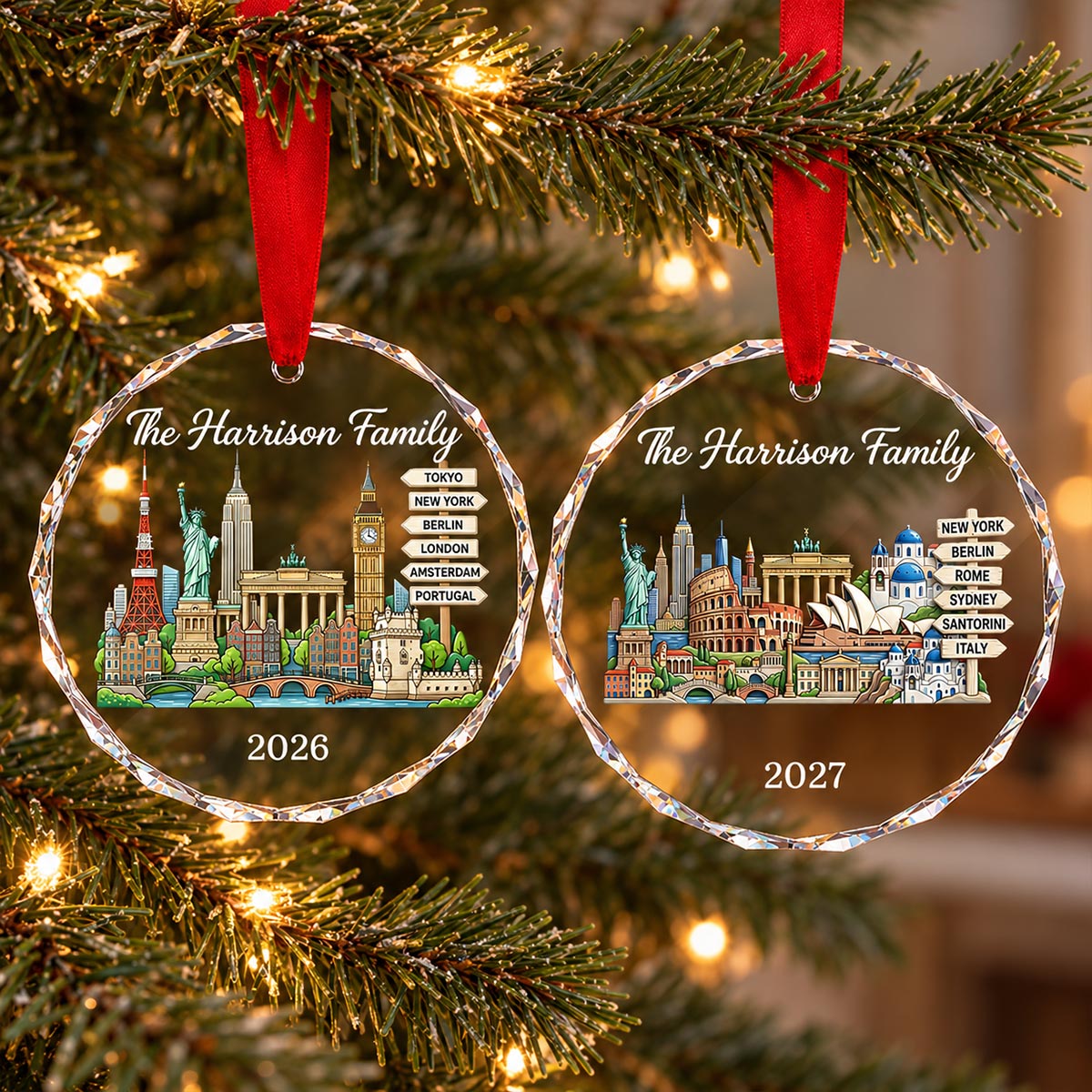 The Places You've Been Landmarks - Personalized Glass Ornament - Traveling Destination Keepsake, Christmas Gift For Traveling Lovers