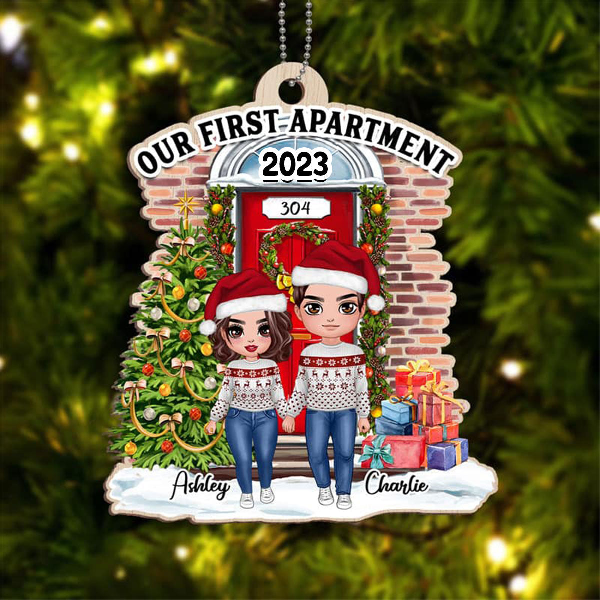 Our First Apartment Doll Couple Personalized Acrylic Ornament