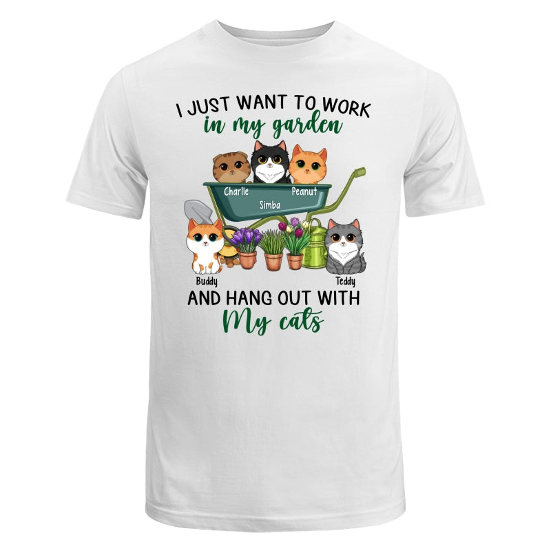 Work In Garden And Hang Out With Cats Cute Cat Vector Personalized Shirt