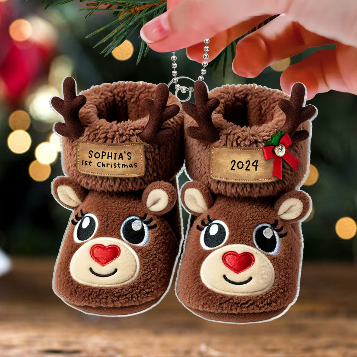 Baby Cozy Fleece Booties 2D Flat Personalized Acrylic Ornament