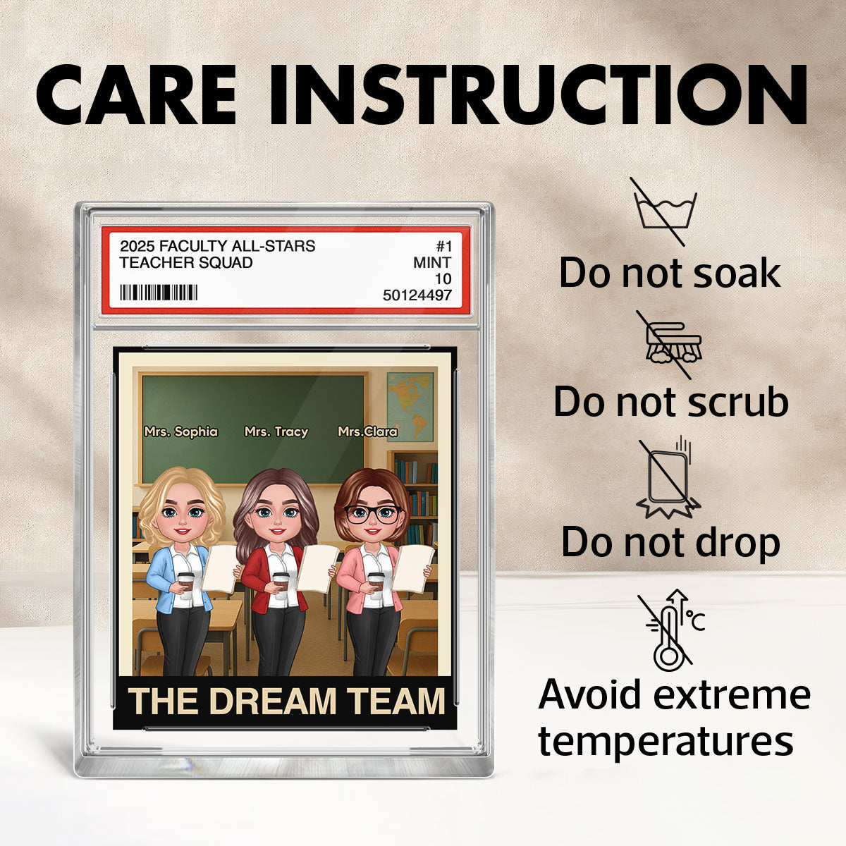 Teacher Dream Team Trading Card Style Personalized Rectangle Acrylic Block Plaque