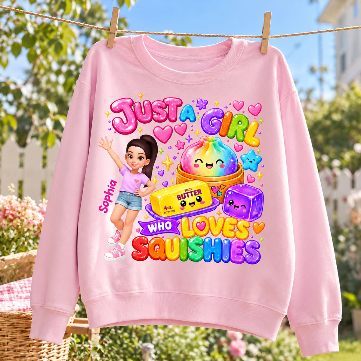 Just A Girl Who Loves Squishies - Personalized Shirt - Christmas Gift For Girl, Granddaughter, Daughter