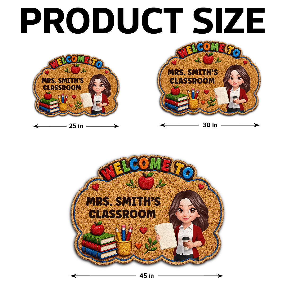 Teacher Welcome To Classroom Happy Learning - Personalized Doormat - Back To School, Classroom Decor