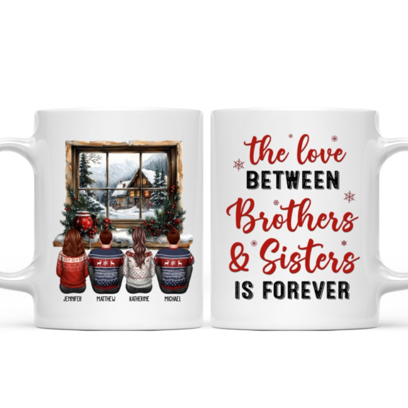 Brother Sisters Sitting By The Window Personalized Mug, Christmas Gift for Siblings