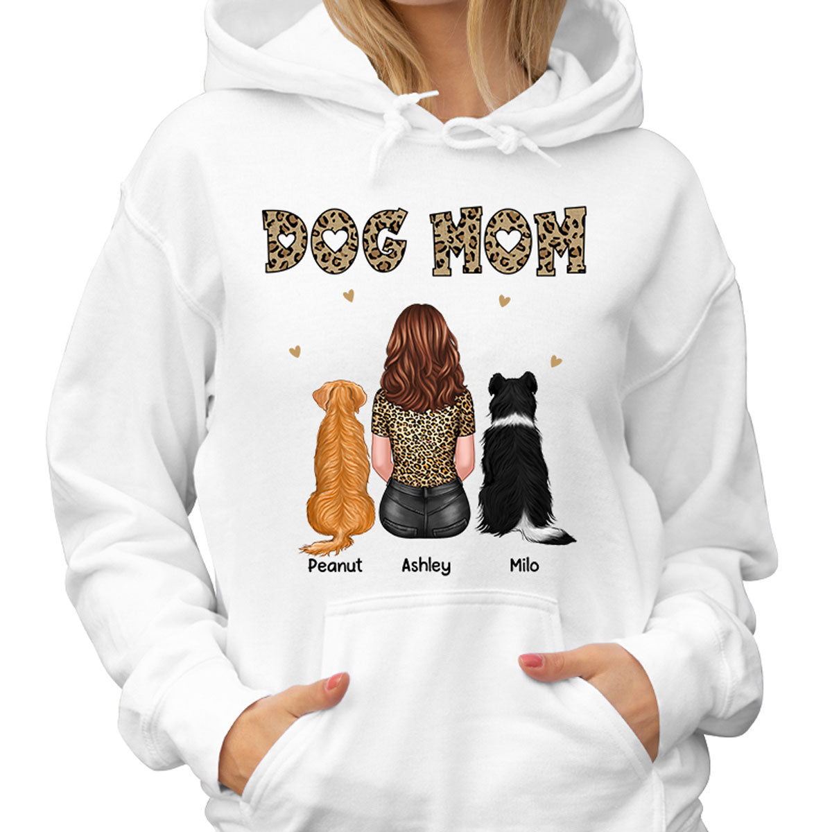 Dog Cat Mom Leopard Back View Personalized Shirt - Gift For Dog Lover, Cat Lover - Gift For Pet Lover