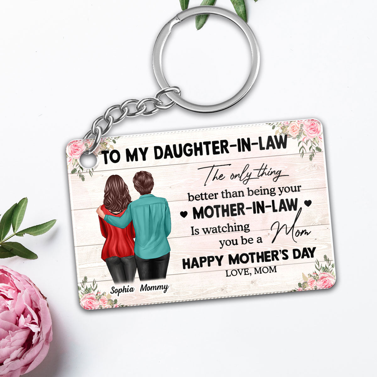 To My Daughter-In-Law From Mom Happy Mother's Day Personalized Acrylic Keychain, Gift For Daughter