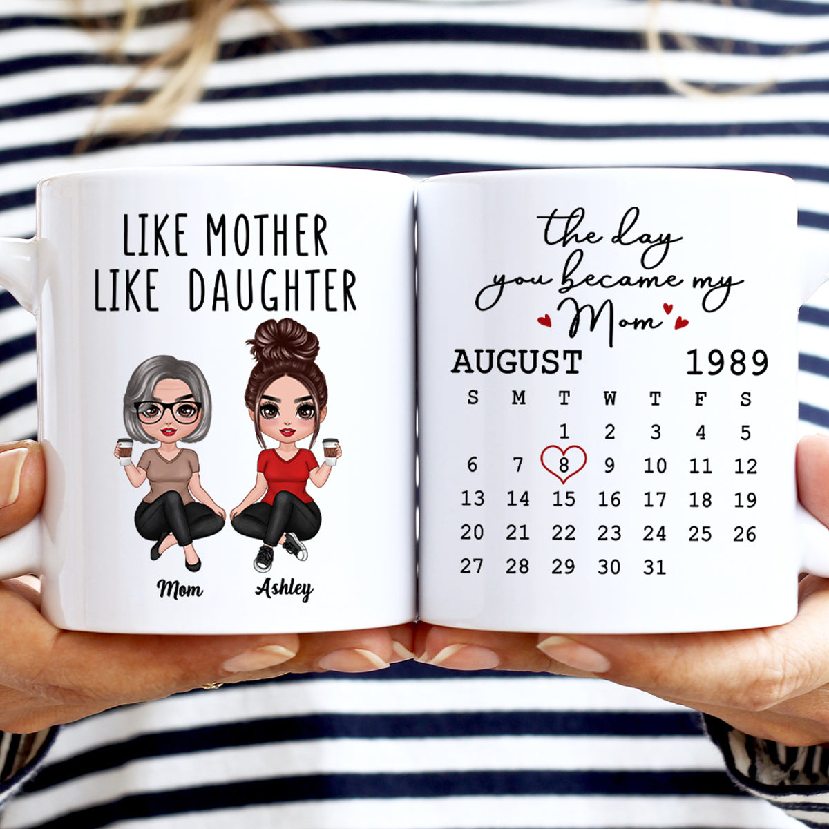 Doll Women Sitting Like Mother Like Daughter Calendar Mother‘s Day Gift Personalized Mug