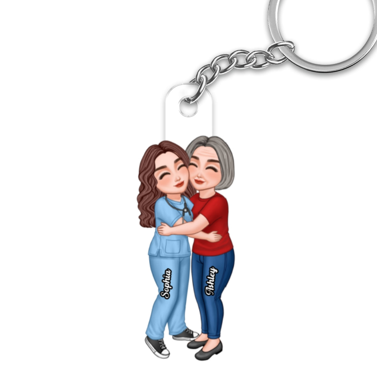 Mom & Daughter Son By Custom Occupation Firefighter, Nurse, Police Officer, Teacher Mother‘s Day Gift Personalized Acrylic Keychain