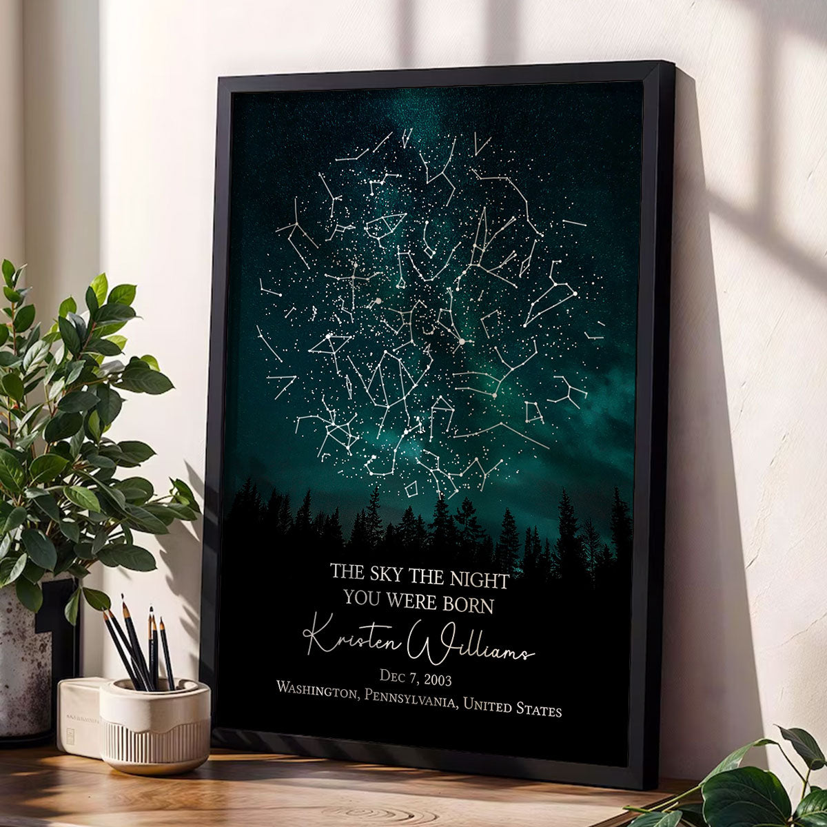 The Stars on the Night You Were Born Custom Star Map, Heartfelt Gift for Husband, Wife, Daughter, Son, Granddaughter, Grandson, Birthday Gift