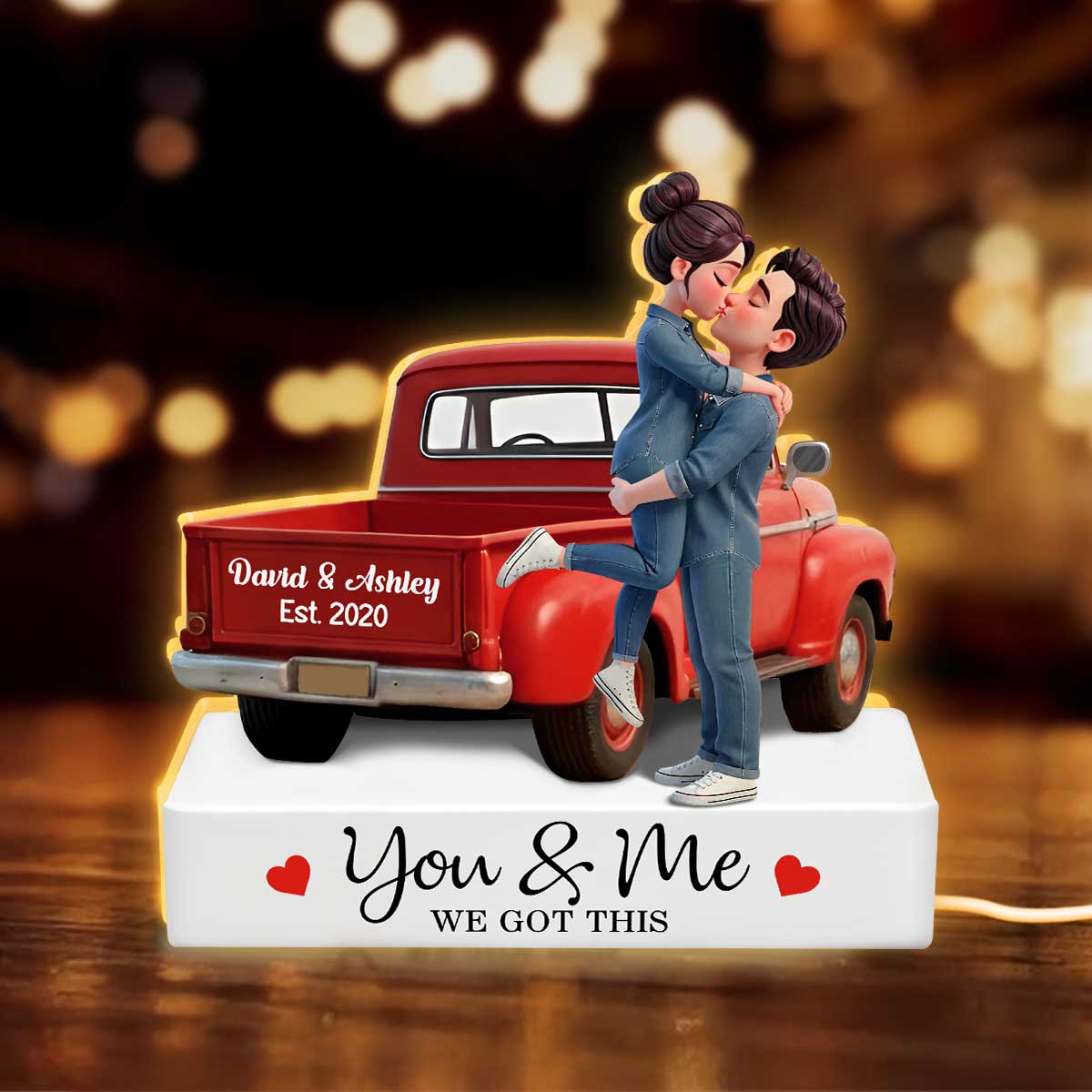 Romantic Couple Pickup Truck You & Me We Got This - Personalized Light Box - Valentine's Day Gift For Couple, Farmhouse Decor