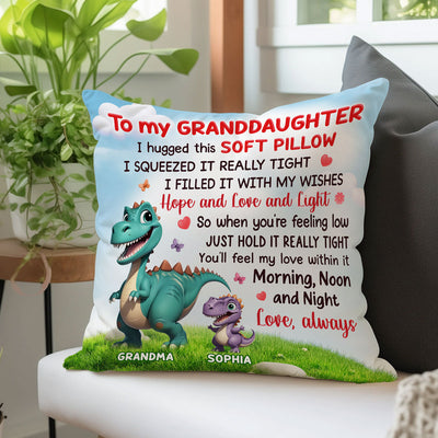 To My Granddaughter Grandson From Grandmasaurus Personalized Pillow