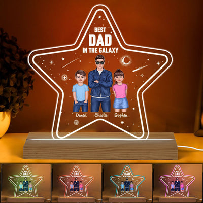 Best Dad Grandpa In The Galaxy Star Personalized Acrylic Custom Shape LED Night Light