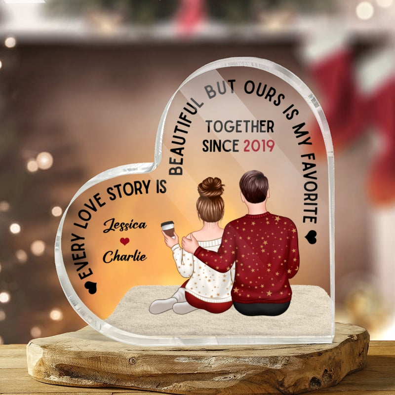 Embracing Couple Back View Personalized Heart Plaque