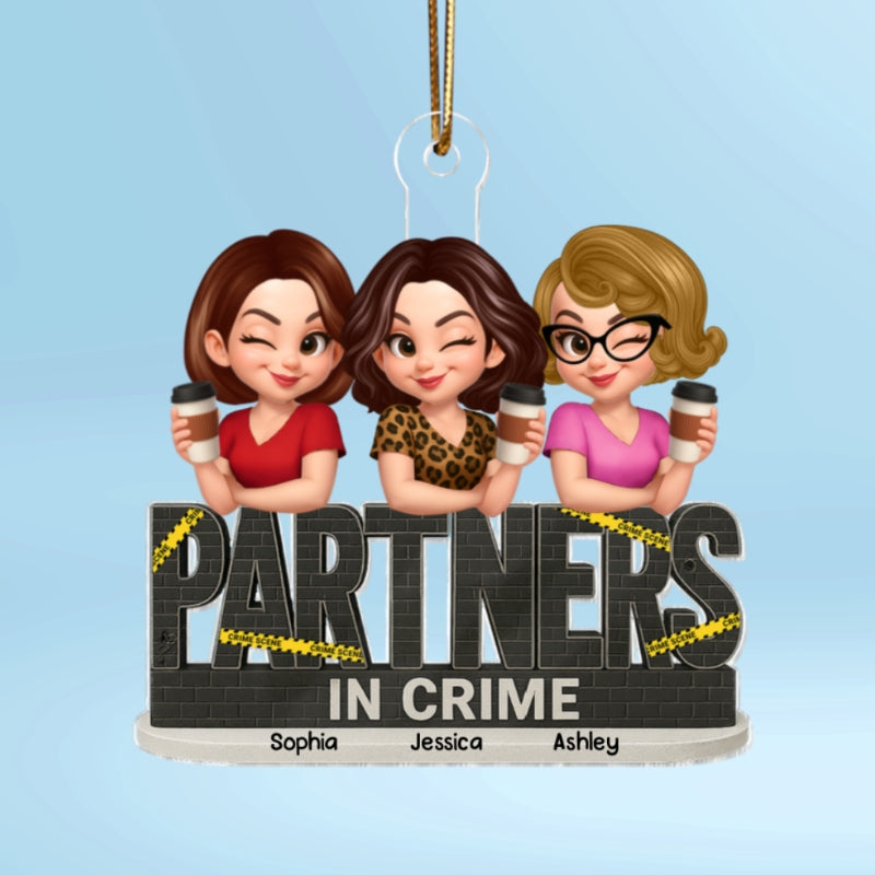 Partners In Crime Brick Pattern Crime Scene Personalized Acrylic Ornament
