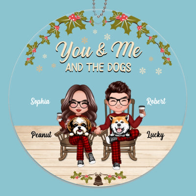 Couple And Dogs On Chair Personalized Acrylic Ornament