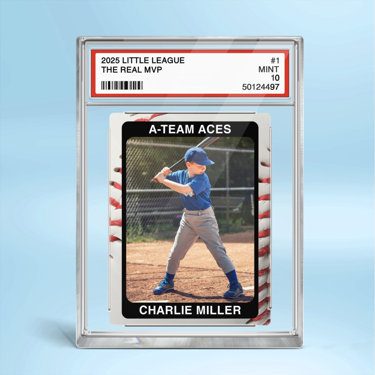 Baseball Player Gift Little League Trading Card Style Personalized Acrylic Block Plaque