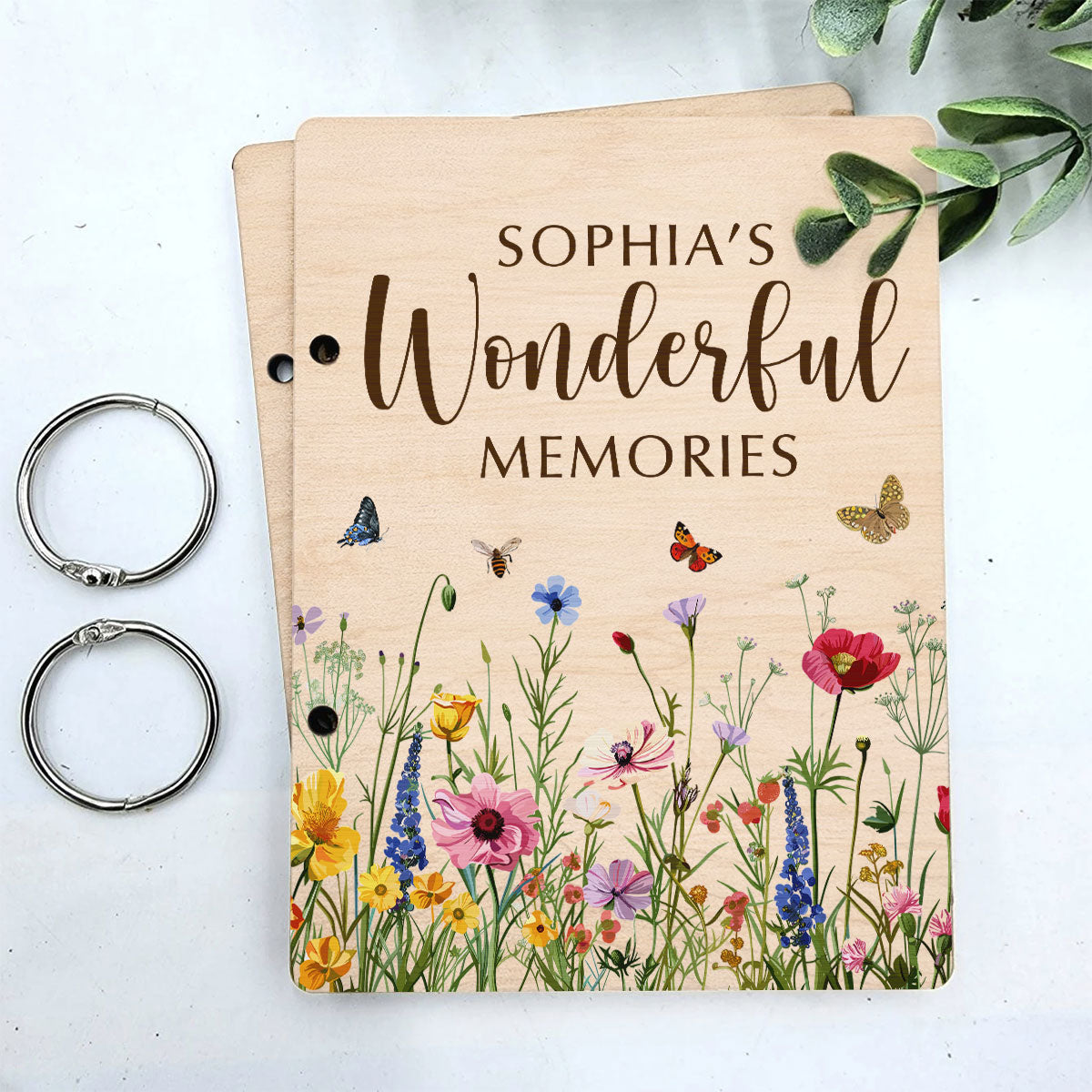 My Wonderful Memories Beautiful Floral Keepsake Personalized Card Keeper