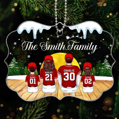 Christmas Baseball Family Sitting Personalized Acrylic Ornament