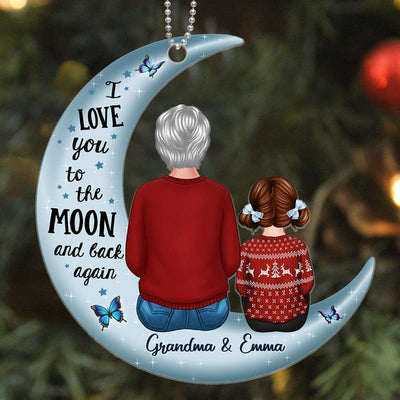 Love To The Moon Grandma Grandkids Personalized Acrylic Ornament