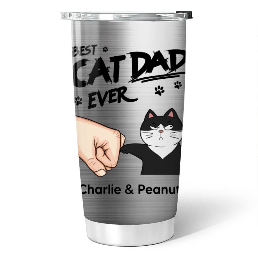 Best Cat Dad Ever Fist Bump Funny Cute Cats Personalized Tumbler