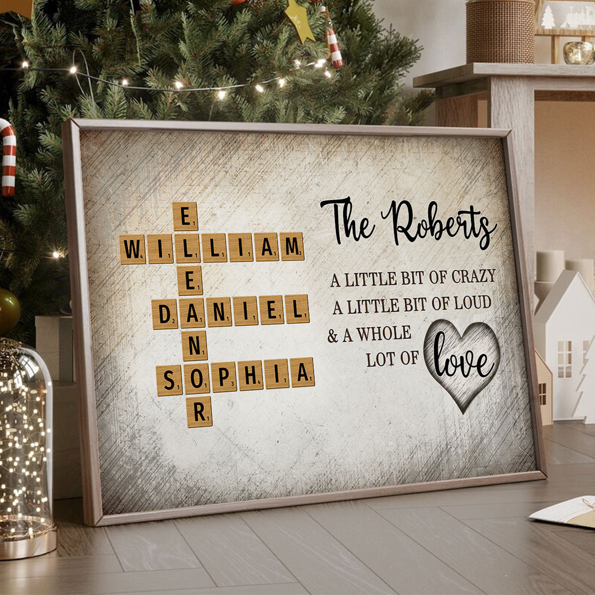 Family Whole Lot Of Love Crossword Puzzle Art - Personalized Poster - Unique & Meaningful Gift For Family