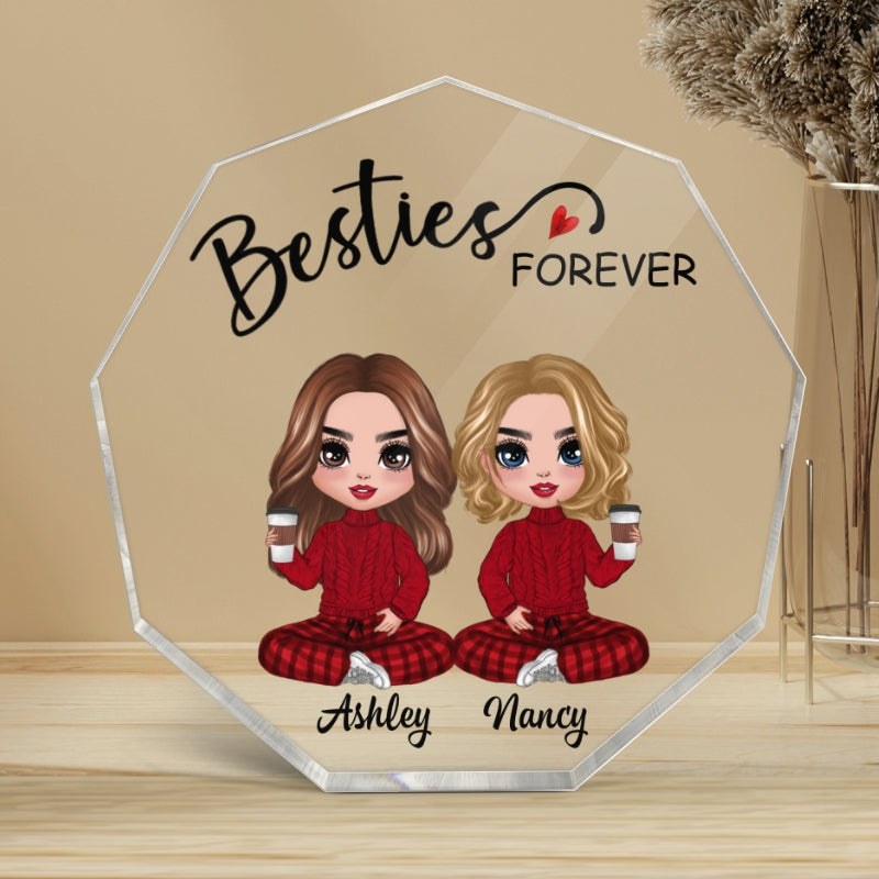 Doll Besties Sisters Forever Personalized Nonagon Acrylic Plaque